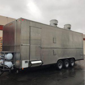 Exterior of Pinecrest Summer Camp catering trailer with propane tanks