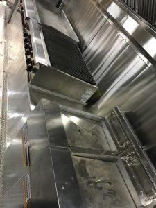 Interior of Slaters 50/50 burger truck equipment