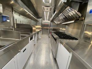 Interior of Capuchin Order food truck high angle