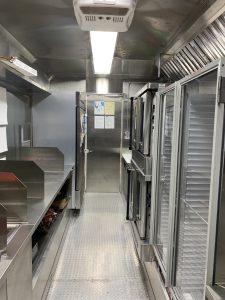 Interior of Morgan Hill school district catering trailer with NSF equipment