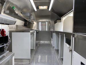 Interior of Ojai Valley Inn catering trailer custom cabinets