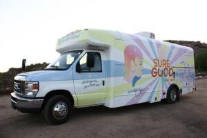 Front driver's side of Sure Good soft serve ice cream truck wrap
