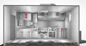Elevation view of $57,000 Firefly Workhorse trailer kitchen equipment